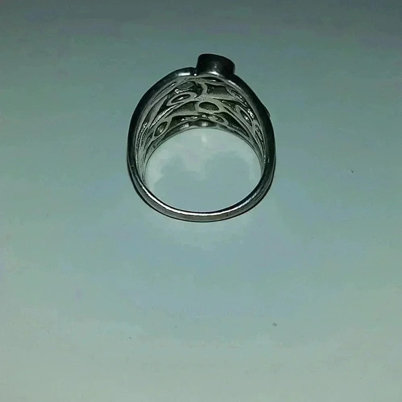 Sterling silver leaf ring size 6 colored stone - Picture 3 of 3